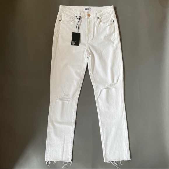 PAIGE Denim - Paige Hoxton Slim High-Rise Bianca Destructed Jean